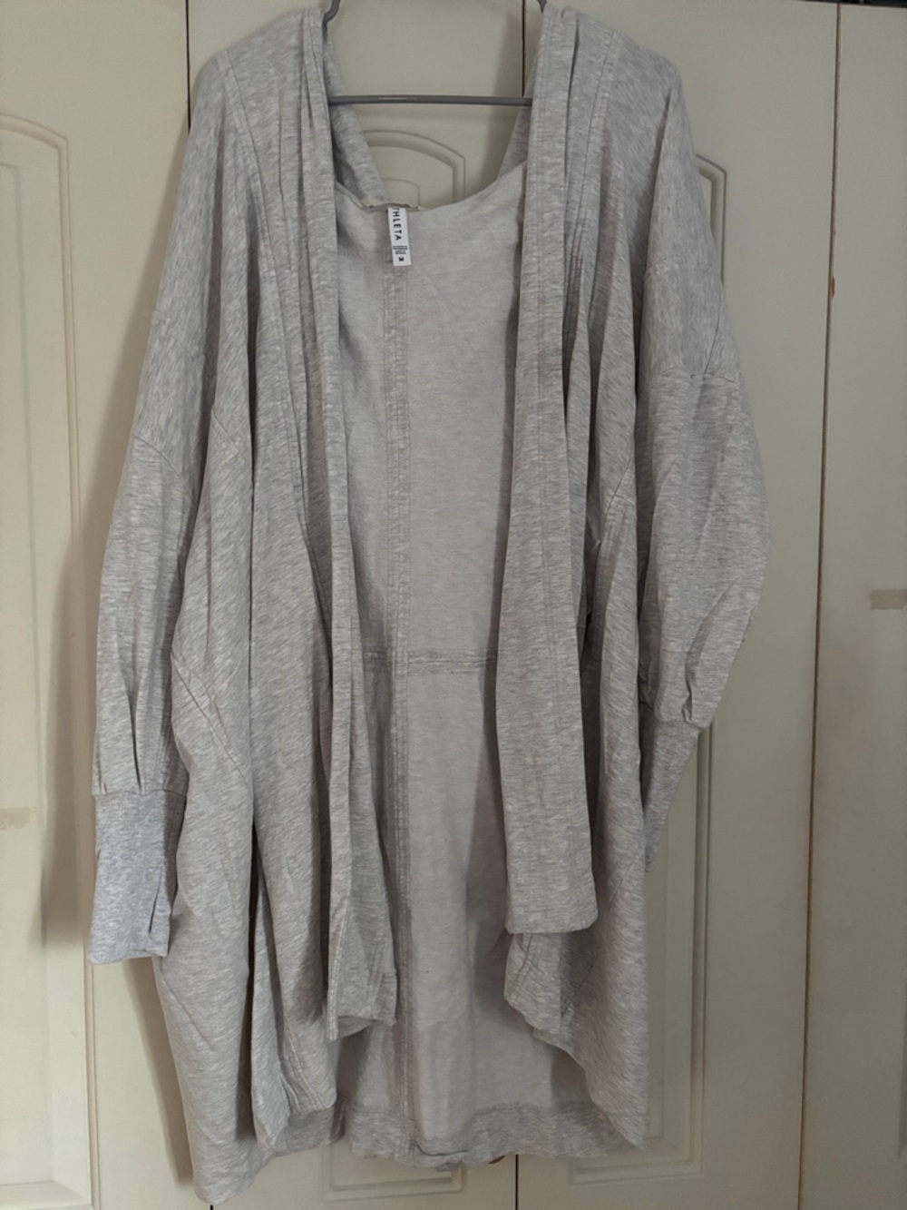 Athleta Light Gray Open-Front Draped Cardigan